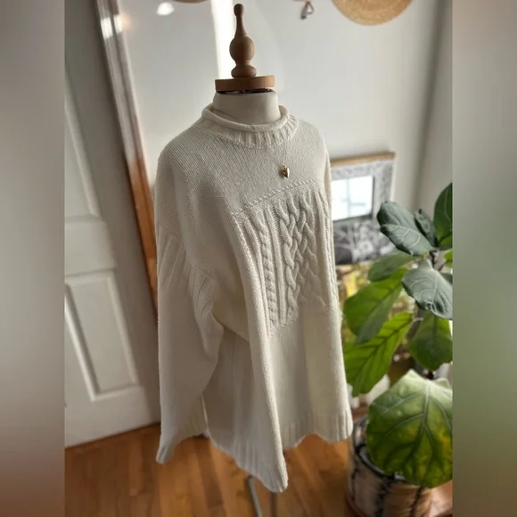 Vintage 90’s Cream Cowl Neck Oversized Sweater - Picture 2 of 7